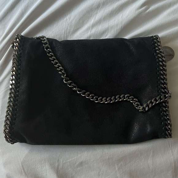 Stella McCartney Blue Vegetarian Suede Chain-Link Shoulder Bag - Picture 2 of 9